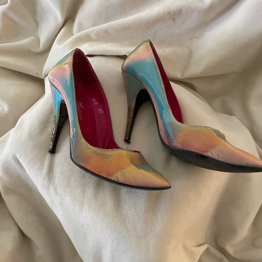 Vintage holographic pastel rainbow heels